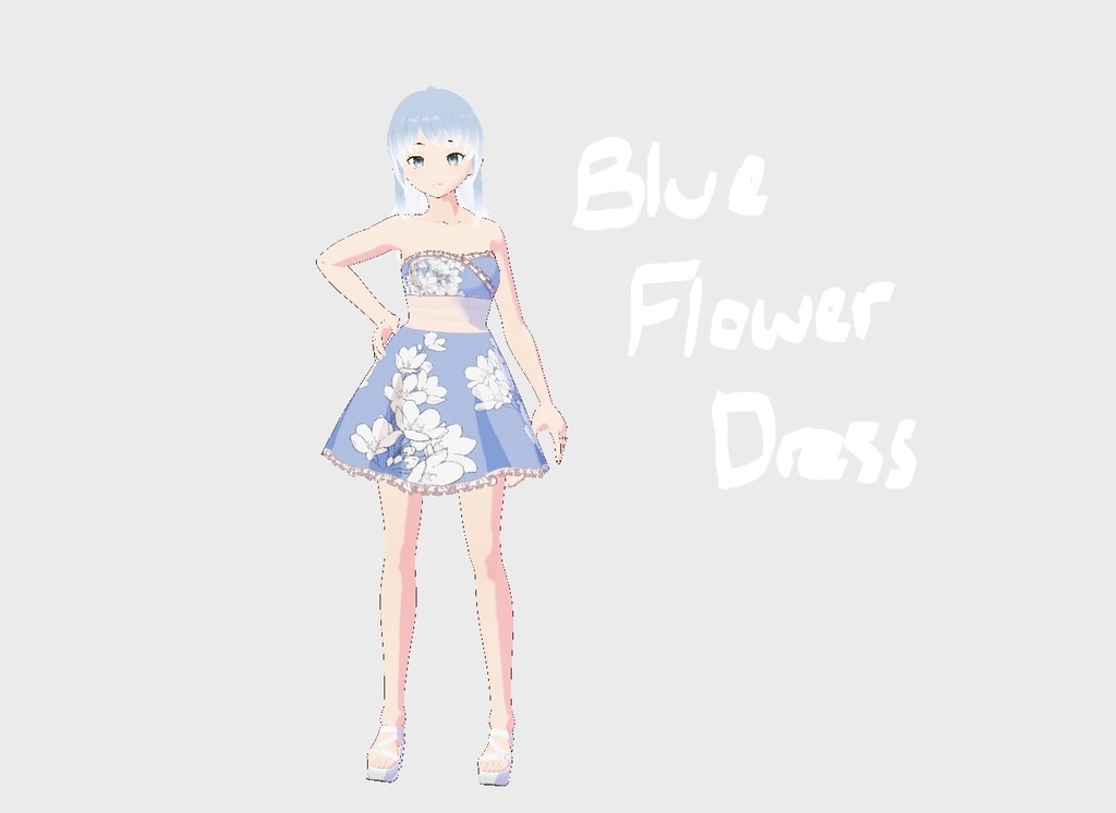 【Vroid】Blue Flower Dress 青い花のドレス