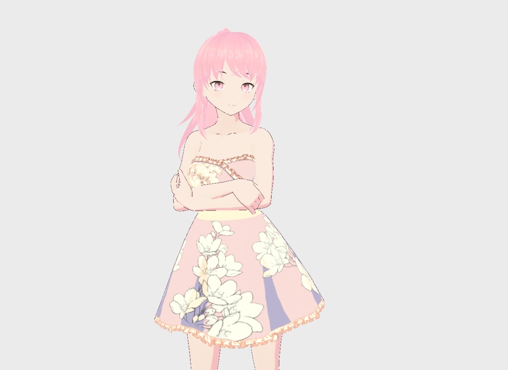 【Vroid】Baby Pink Flower Dress ベビーピンクフラワードレス