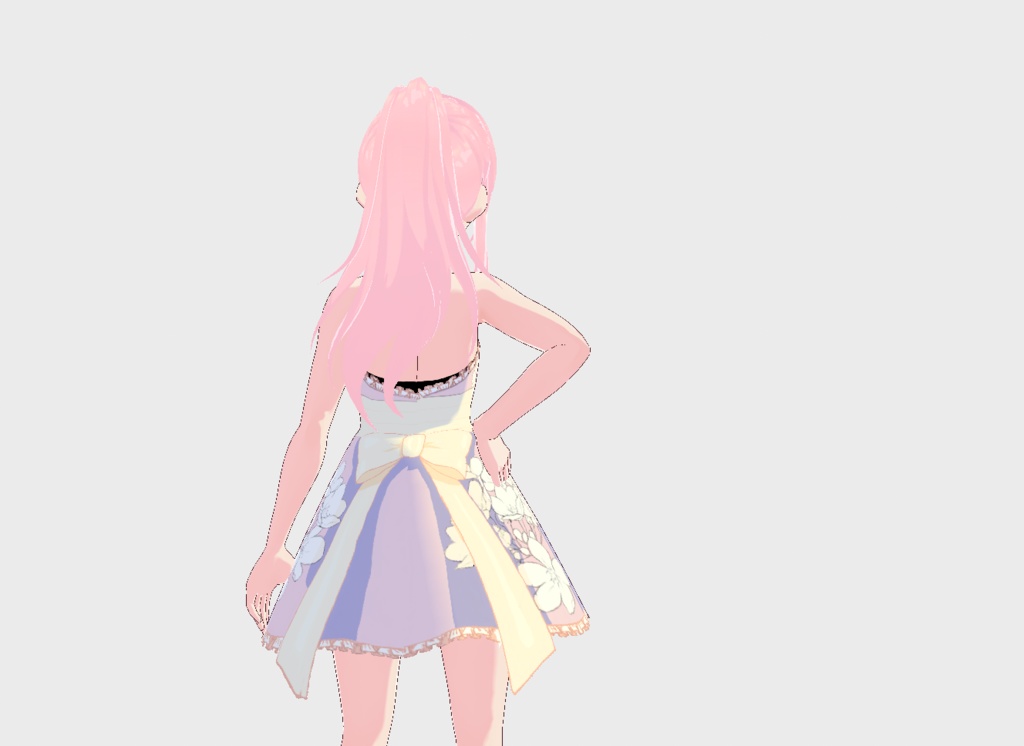 【Vroid】Baby Pink Flower Dress ベビーピンクフラワードレス