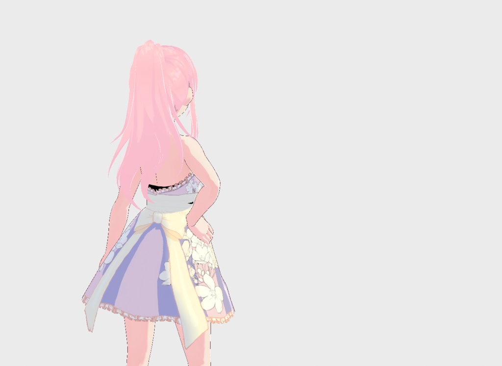 【Vroid】Baby Pink Flower Dress ベビーピンクフラワードレス