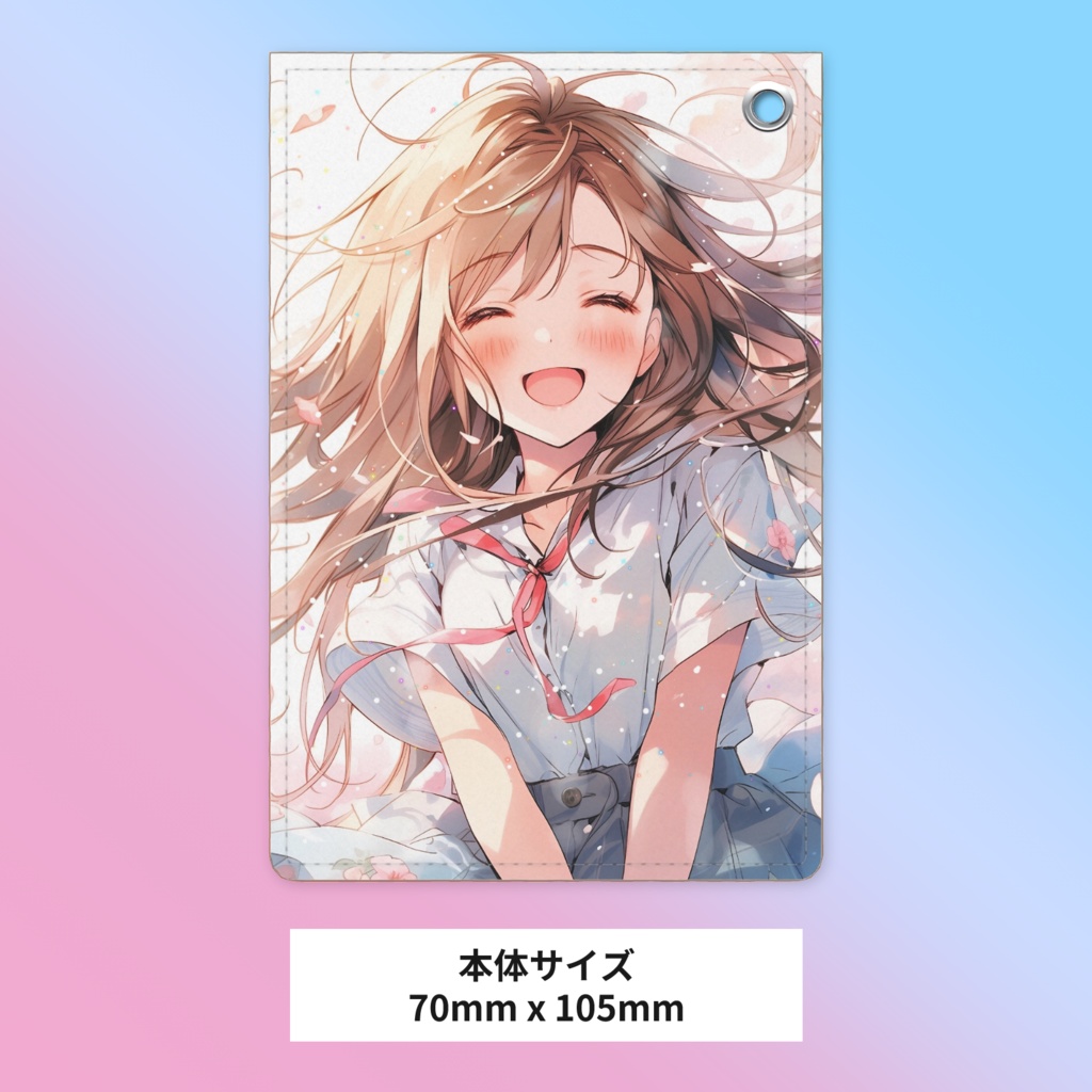 桜の花と女の子 パスケース