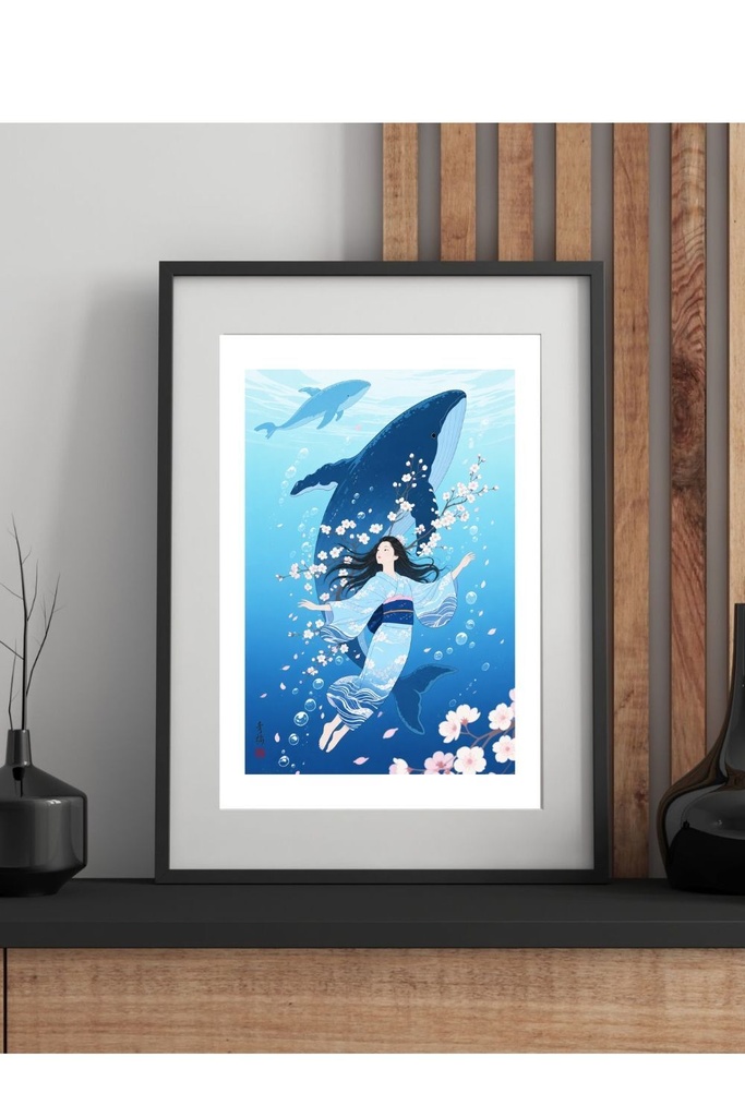 桜とクジラ | 浮世絵風デジタルアート