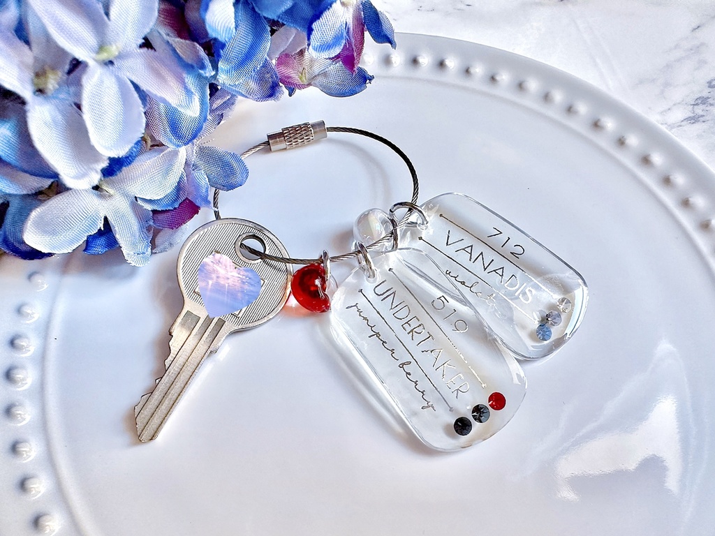 クリアドッグタグキーホルダー