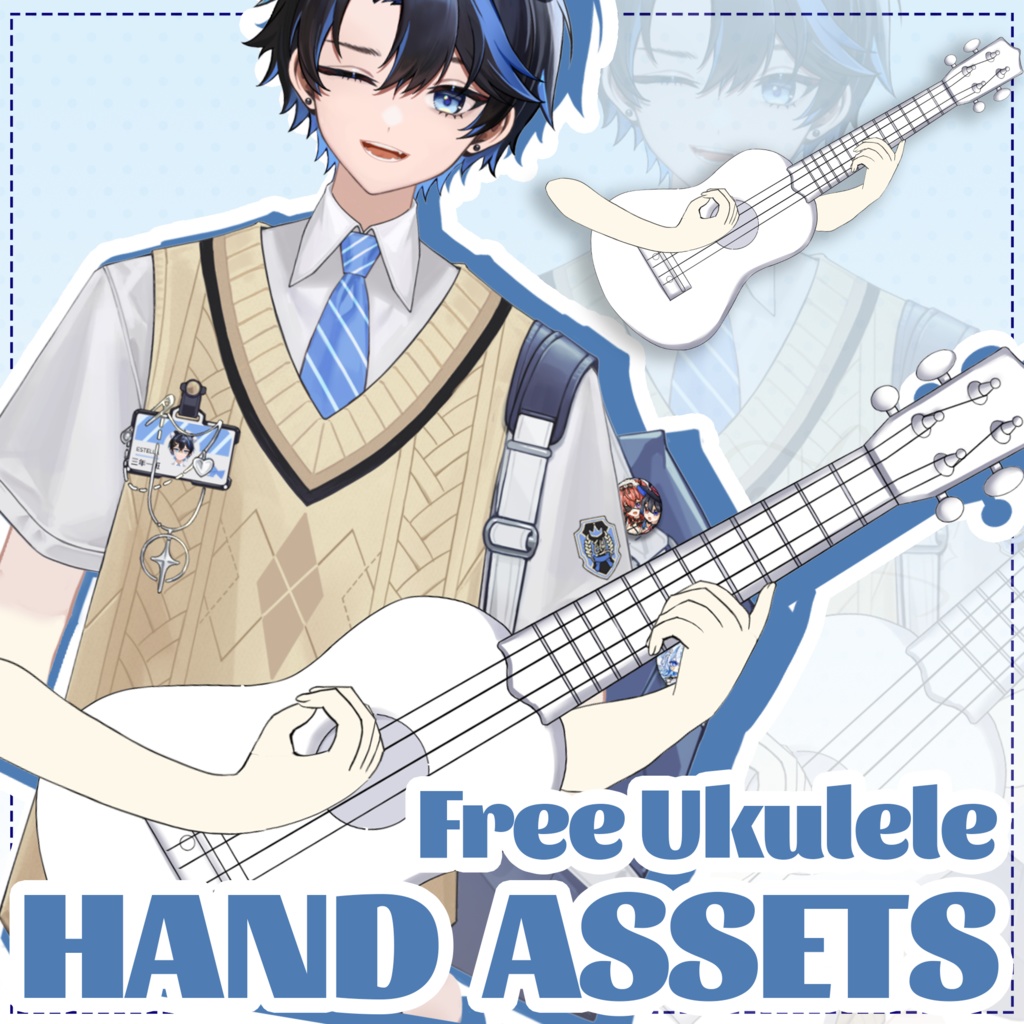 [Vtuber Assets] Ukulele hand-tracking VTuber assets(cmo3 include)