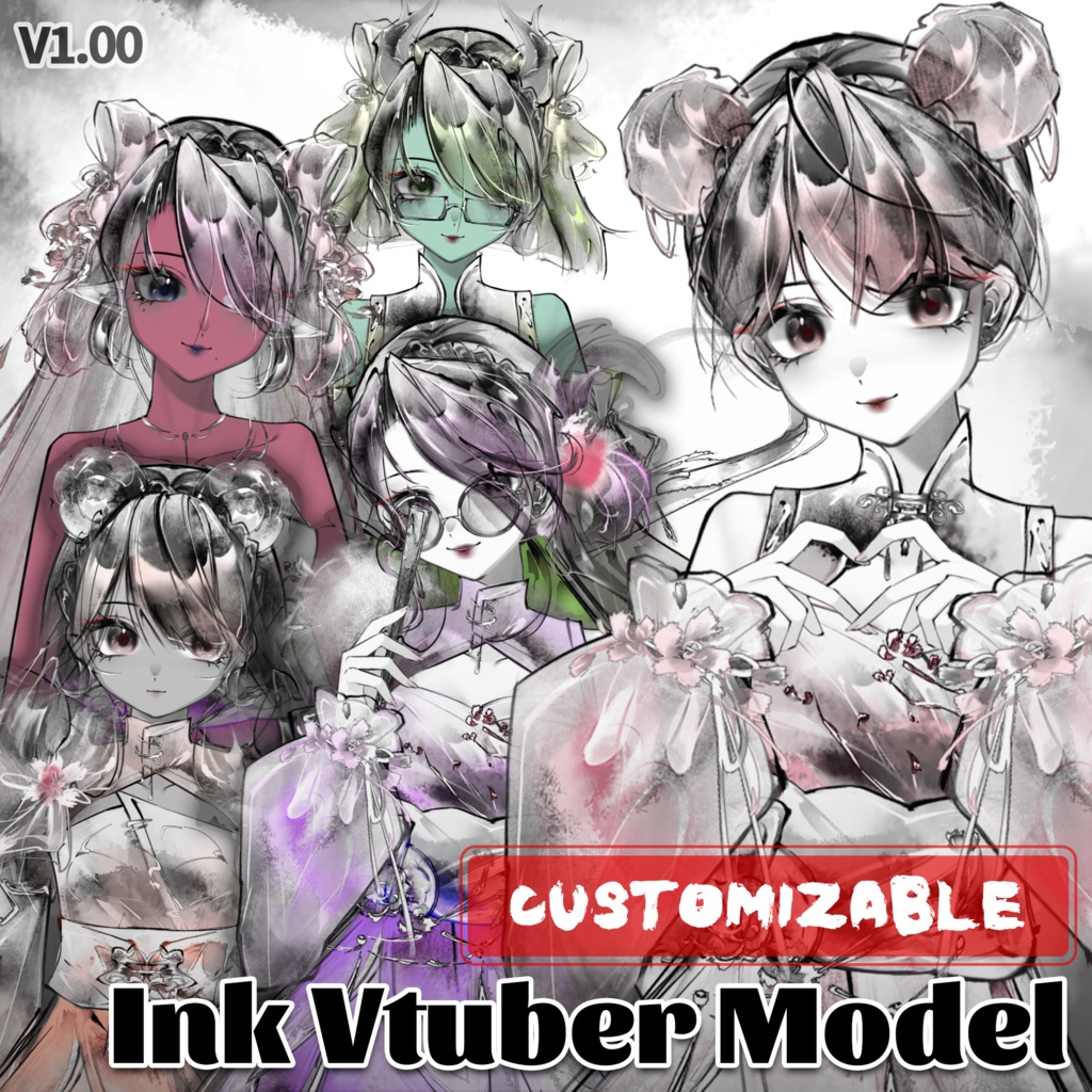 Customizable Ink Vtuber Model (First-week discount) | カスタマイズ可能なインク風Vtuberモデル（初週セール）