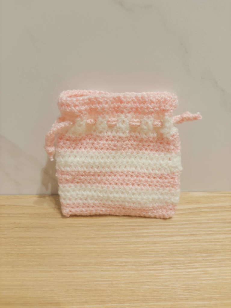 ボーダー巾着（ピンク）