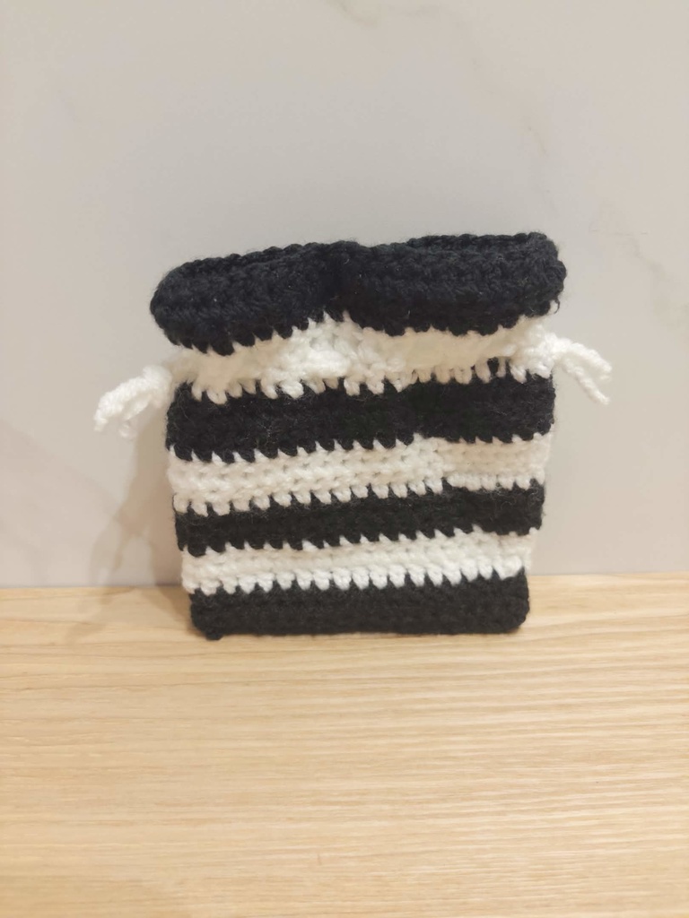 ボーダー巾着（黒）