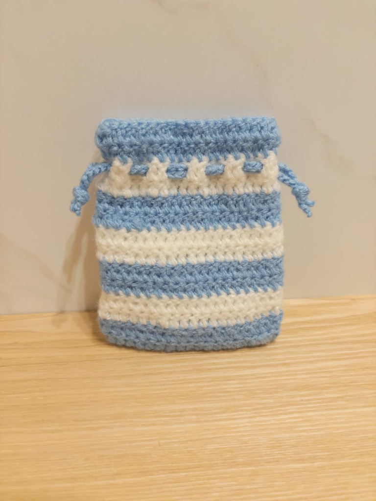 ボーダー巾着（青）