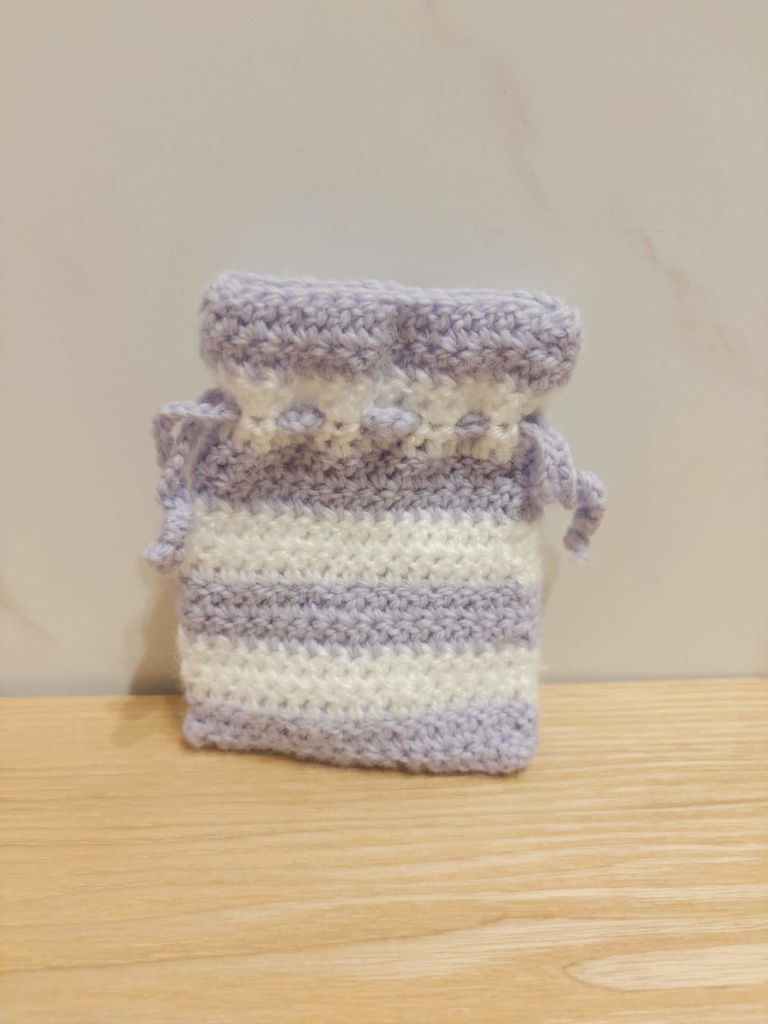 ボーダー巾着（紫）