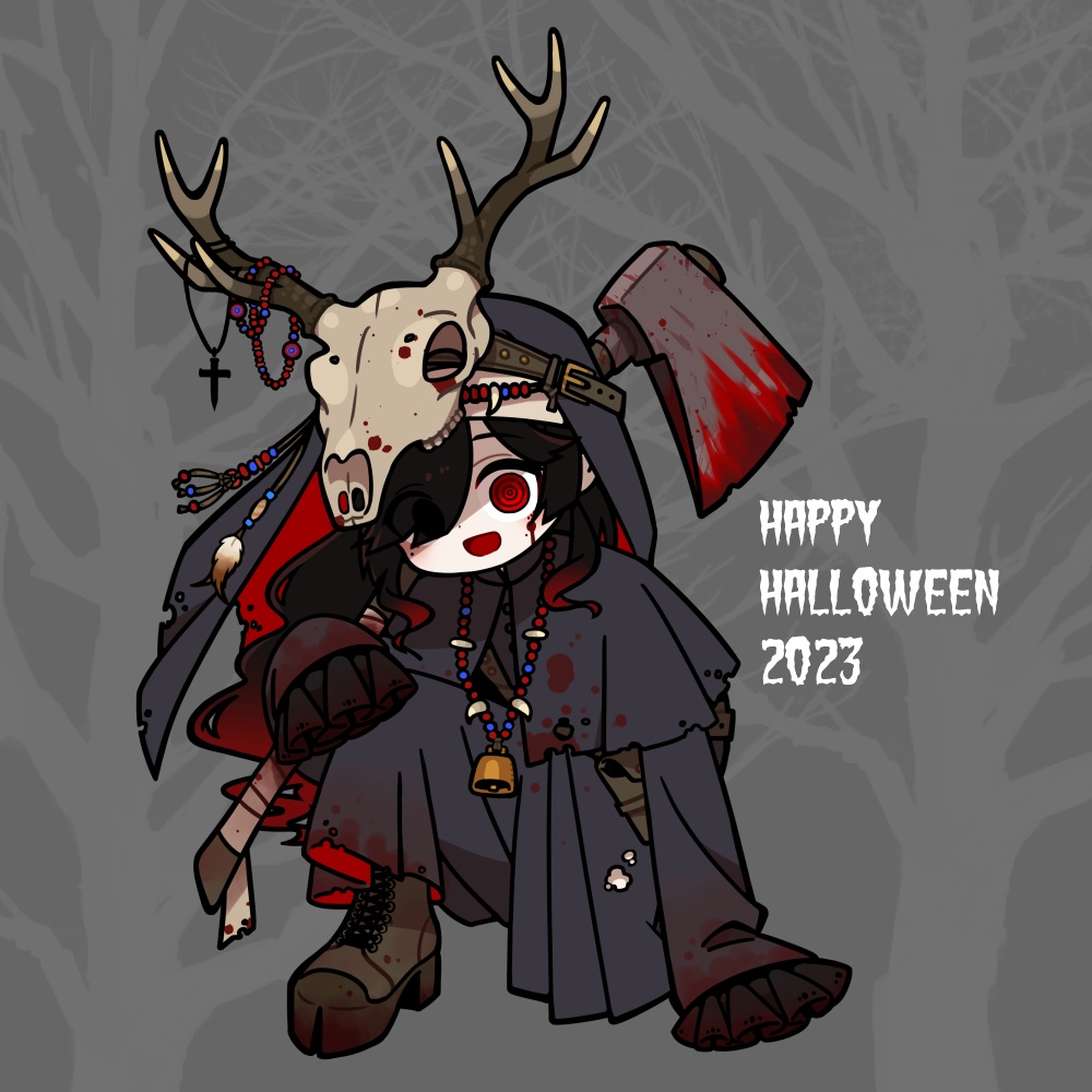 happyHalloween2023鹿ステッカー