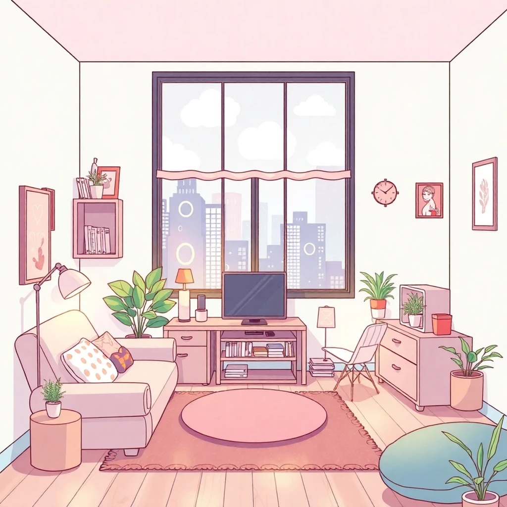 VTuber向けのかわいいお部屋イラスト50点ランダムセット