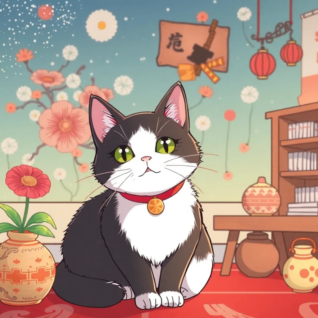 VTuber向けのかわいい猫がいるお部屋イラスト20点ランダムセット