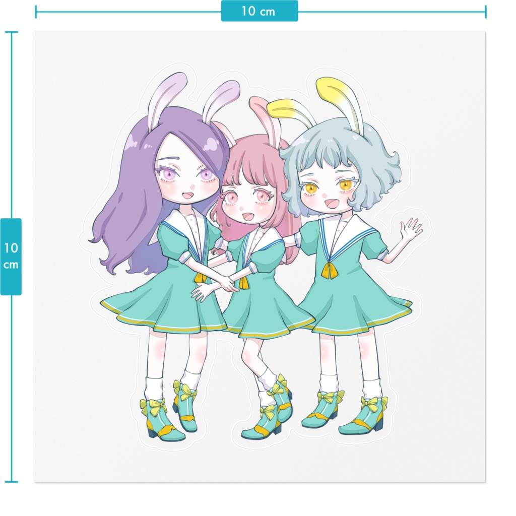星のカケラ~仲良しトリオうさぎステッカー~