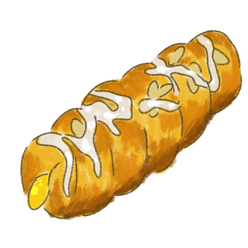 【食べ物素材】ロールパンのゆるかわイラスト