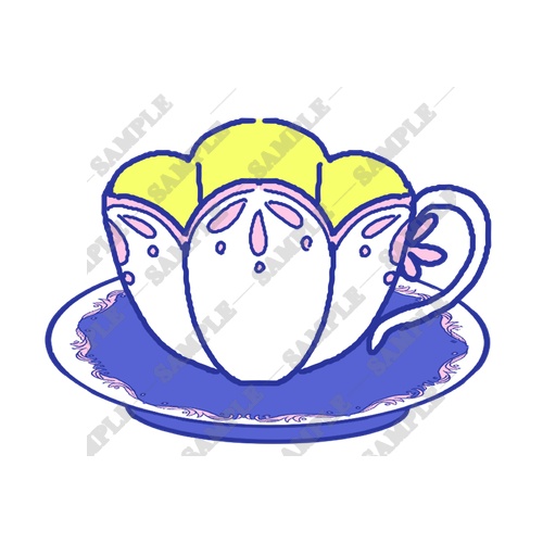 【商用利用OK】お茶会素材(ブルー)