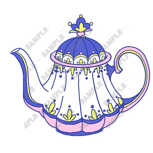 【商用利用OK】お茶会素材(ブルー)