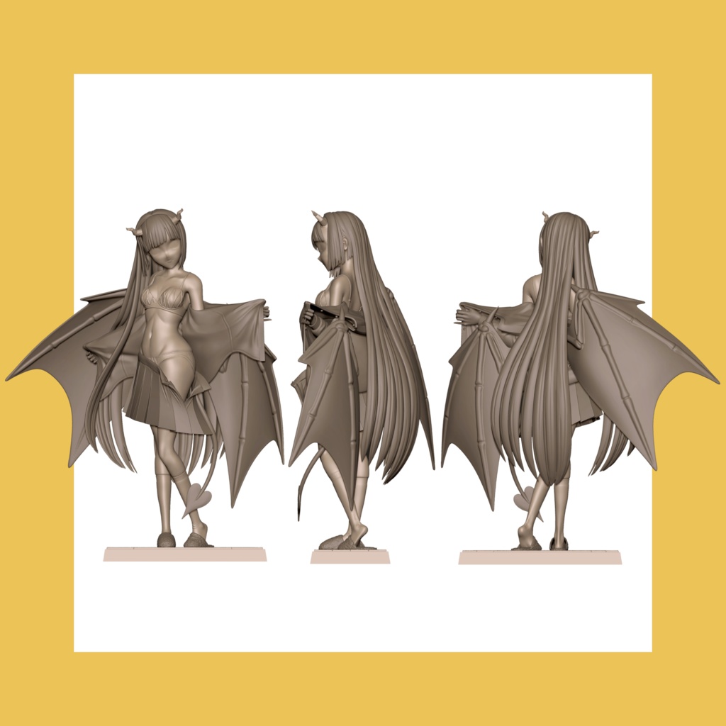 制服の悪魔娘(3Dプリンター用STLデータ)