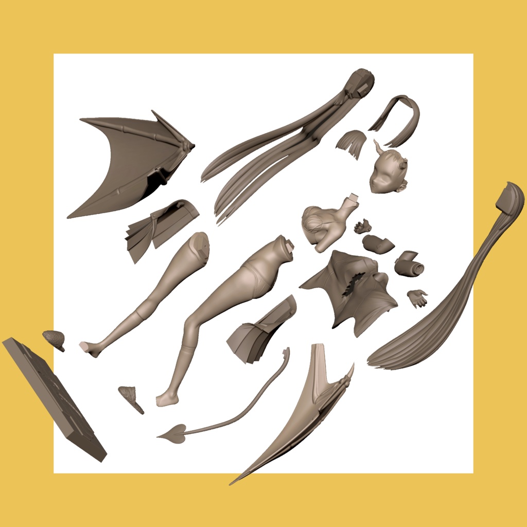 制服の悪魔娘(3Dプリンター用STLデータ)