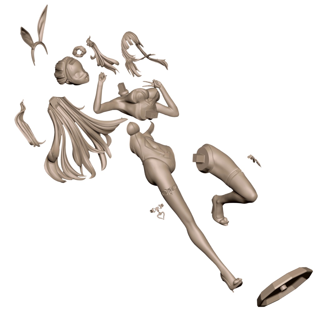 バニーガール(3Dプリンタ出力品未組立キット)