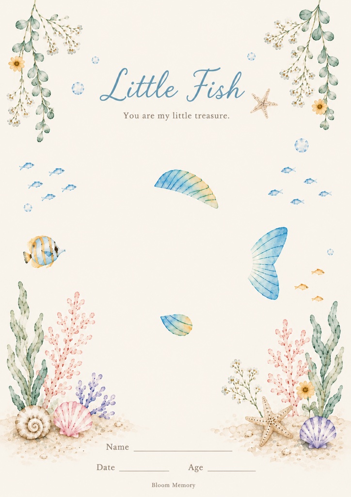 1. Little Fish|魚足形アート|A4対応|デジタルテンプレート