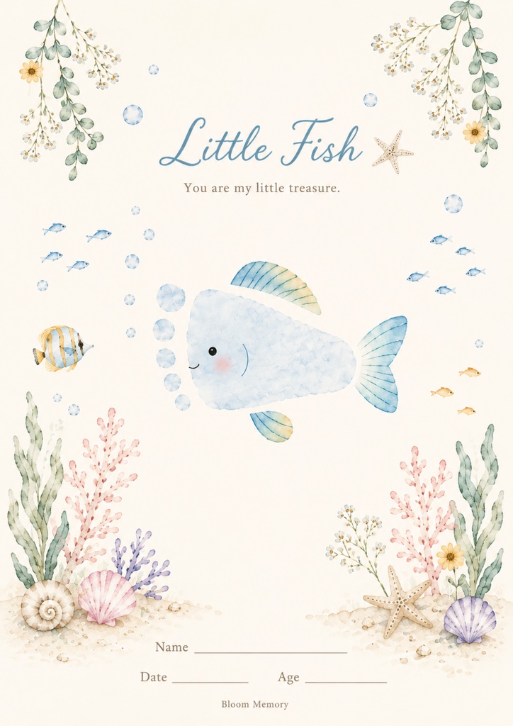 1. Little Fish|魚足形アート|A4対応|デジタルテンプレート