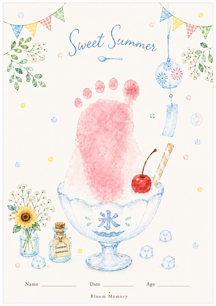 Little Shaved Ice|かき氷足形アート|A4対応|デジタルテンプレート