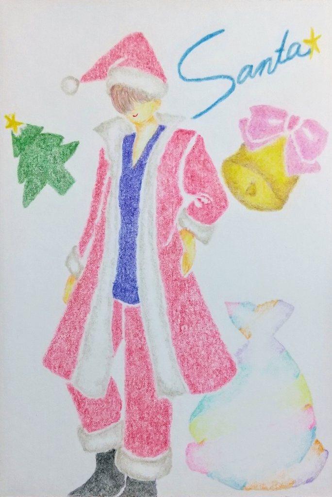 Santa☆ ― オイルカラー色鉛筆で描く冬のポストカード原画