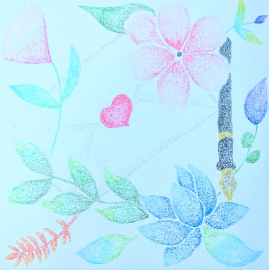 油性色鉛筆画❁想いを綴る花たち❁原画ミニアート（一点物・手描きアート）