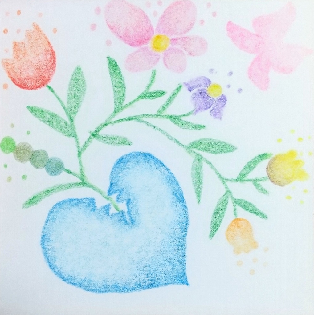 油性色鉛筆画❁こころに咲く❁原画ミニアート（一点物・手描きアート）