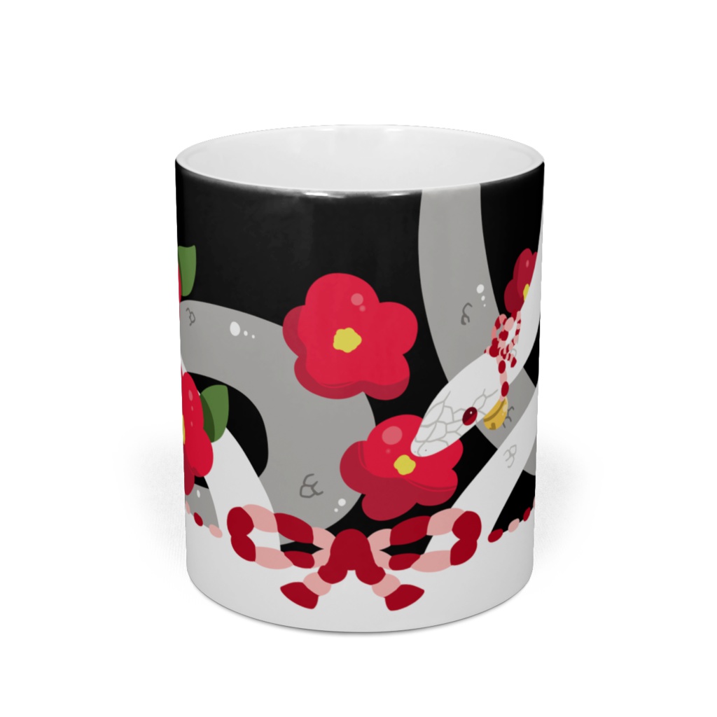 【マグカップ】椿とアオダイショウ