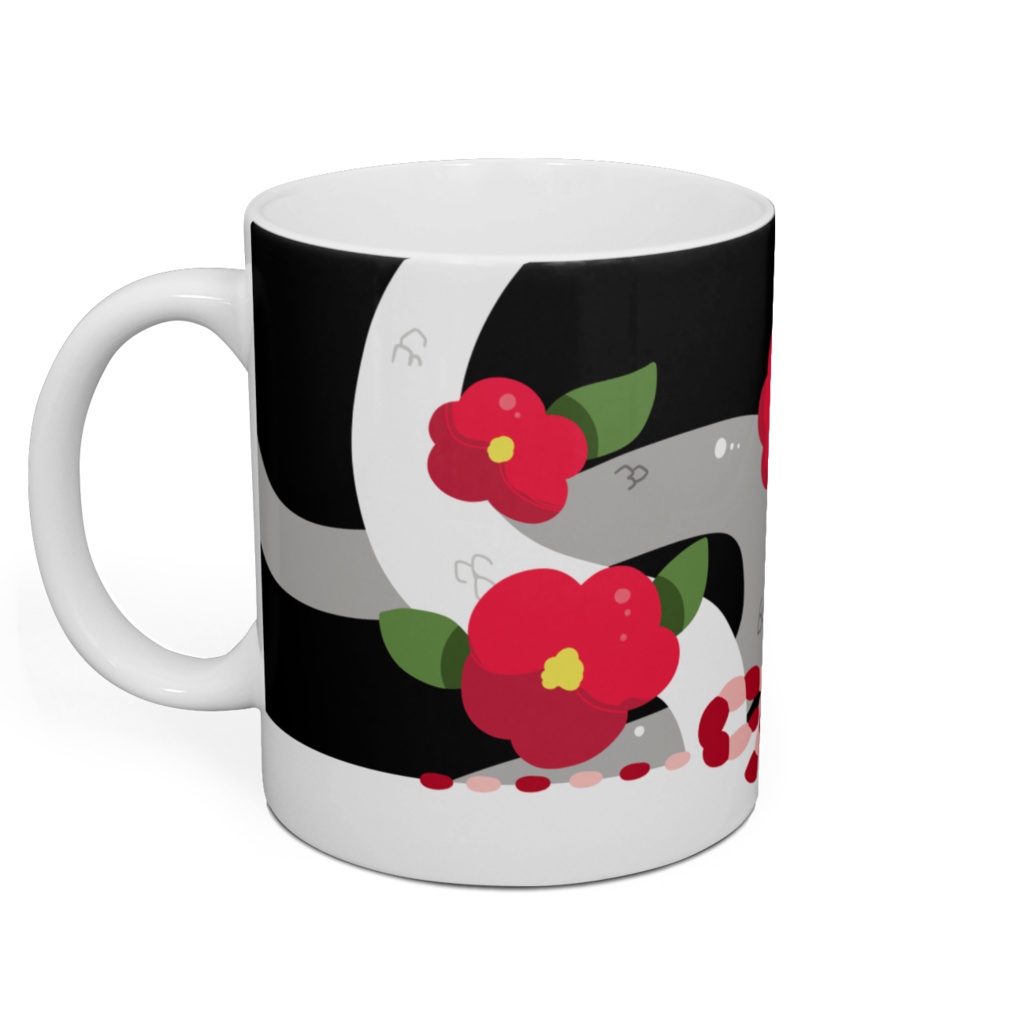 【マグカップ】椿とアオダイショウ