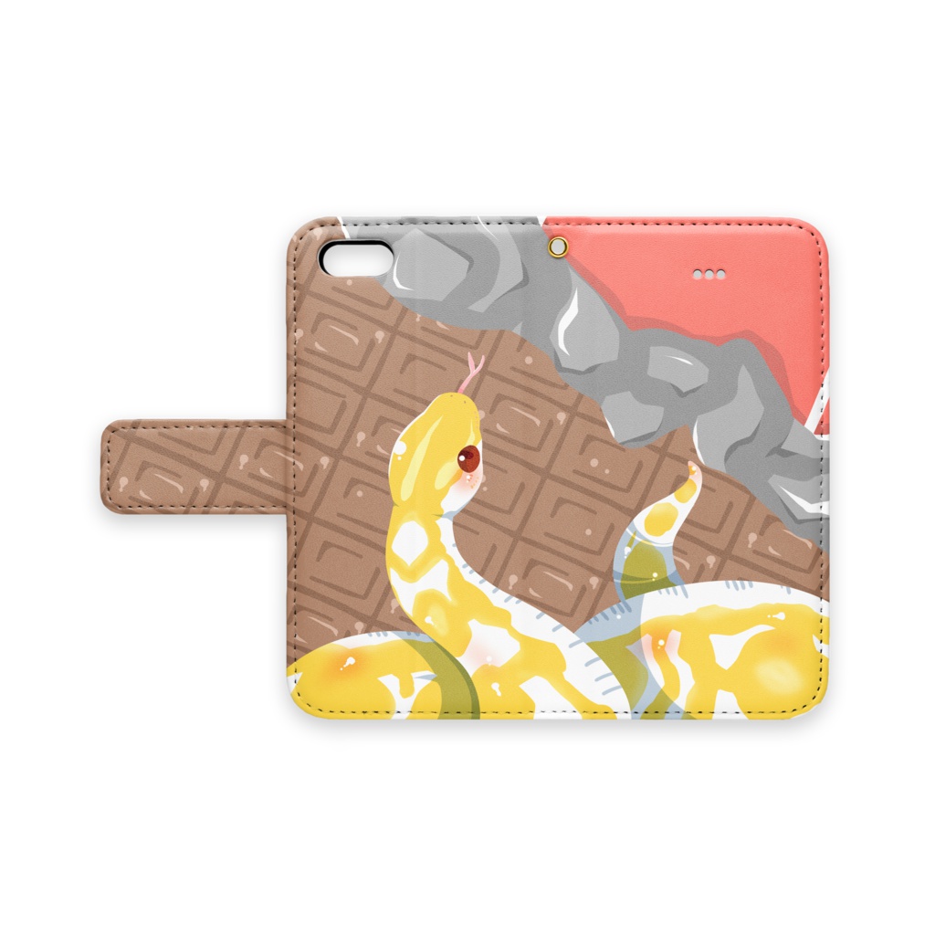 【手帳型iPhoneケース】チョコレプタイルズ（アミメニシキヘビ）