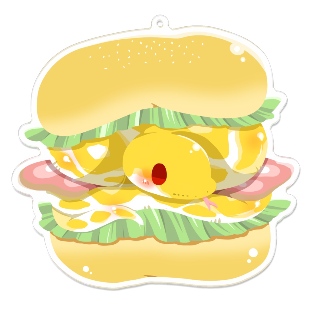 【アクリルキーホルダー】アミメニシキヘビバーガー
