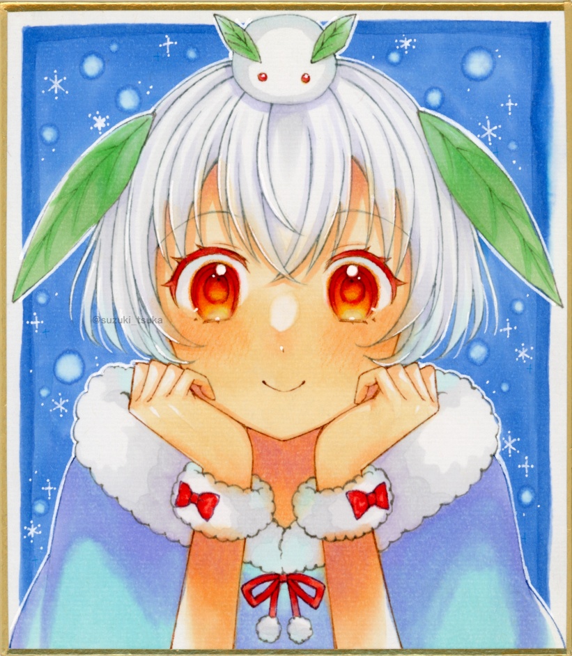 「雪うさぎ」　寸松庵サイズ色紙