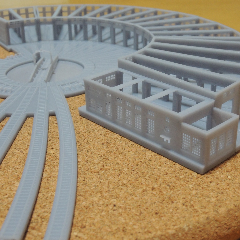 1/700スケール鉄道模型 転車台&扇形庫セット 津山機関区タイプ