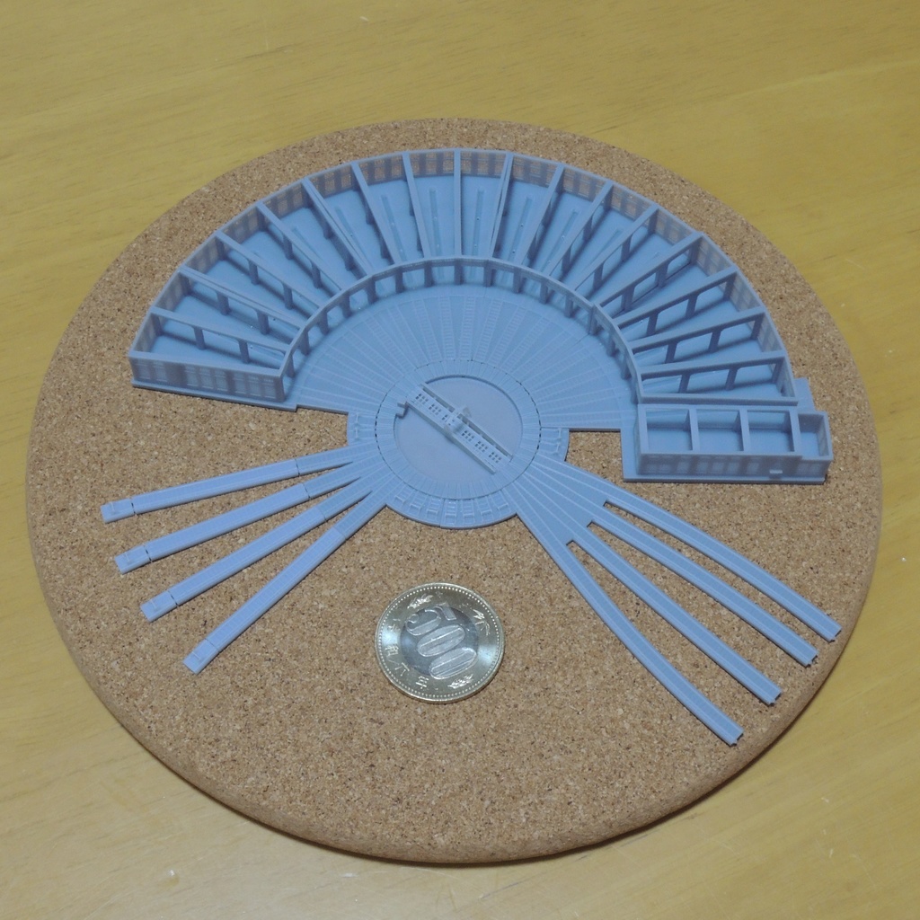 1/700スケール鉄道模型 転車台&扇形庫セット 津山機関区タイプ