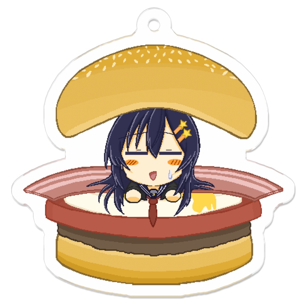 つきみやバーガー ドット絵風味アクリルキーホルダー