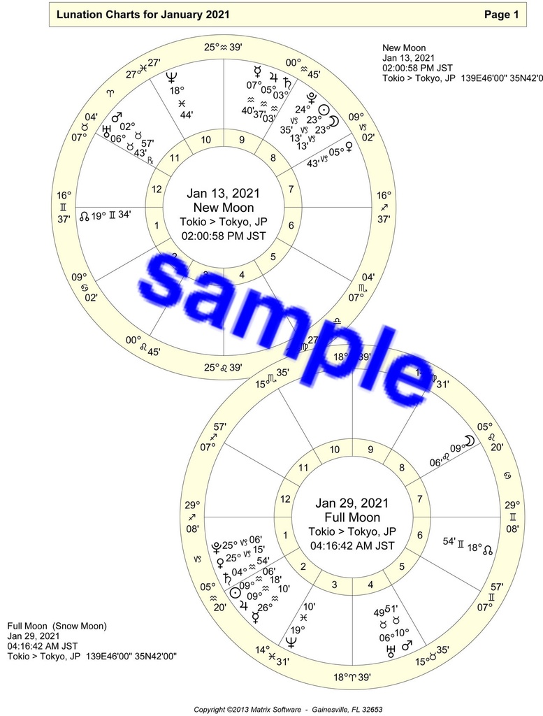2021年「満月・新月カレンダー」
