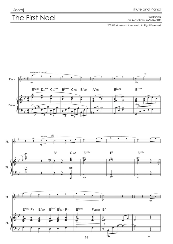 【PDF楽譜/全11曲】クリスマスアレンジ集|フルート+ピアノ