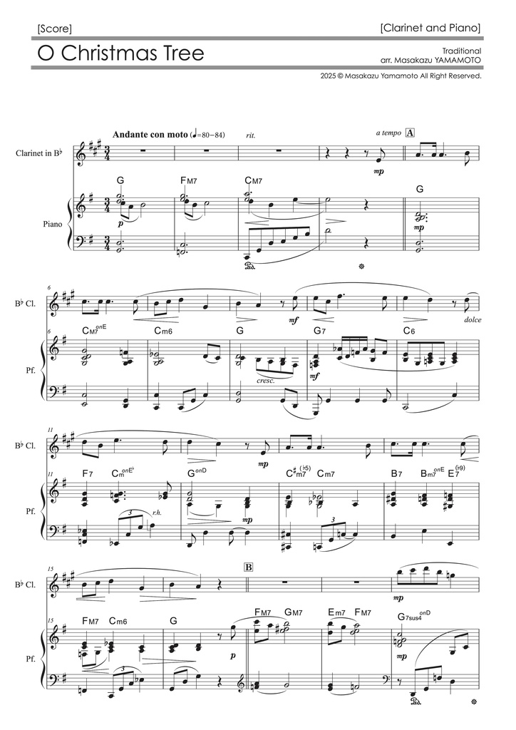 【PDF楽譜/全11曲】クリスマスアレンジ集|クラリネット+ピアノ