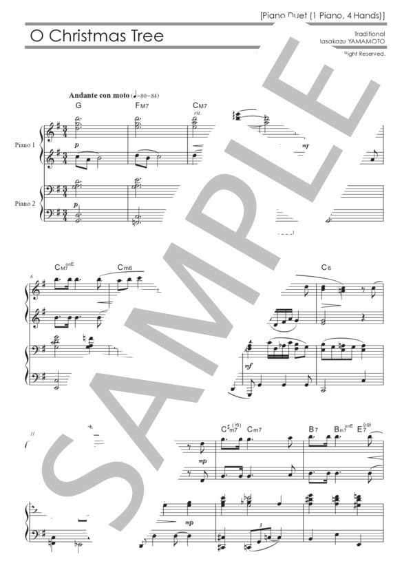 【PDF楽譜／クリスマス】もみの木 / O Christmas Tree [ピアノ連弾中級]