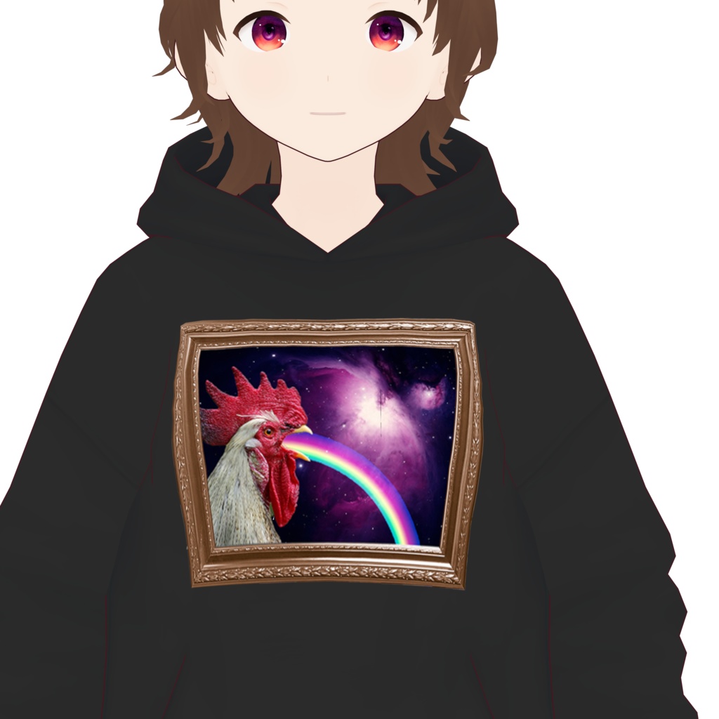 Vroid パーカーテクスチャ　ニワトリ　ブラック