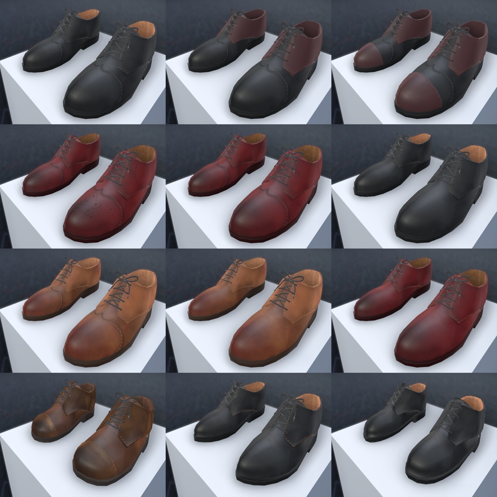 外羽根式革靴(3Dモデル)