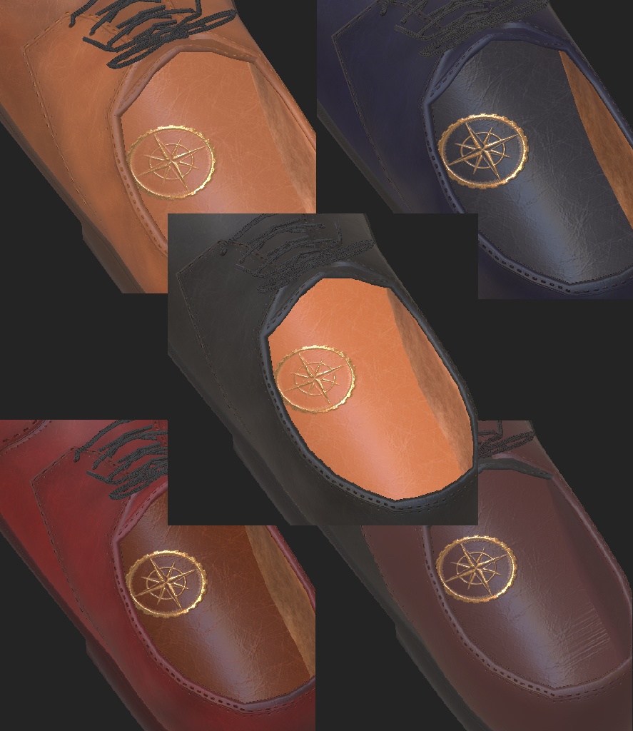 外羽根式革靴(3Dモデル)