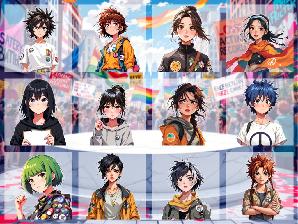 【全12種・無料1種】女性活動家素材