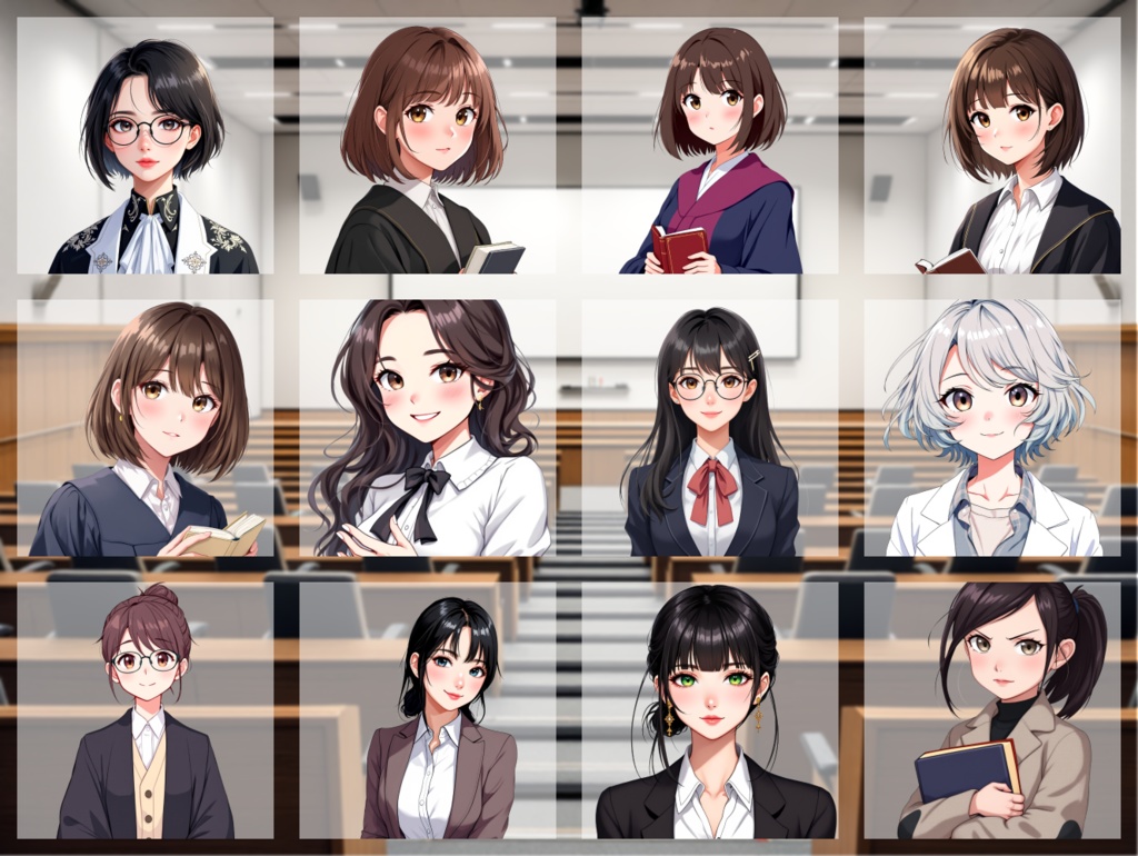 【全12種・無料1種】女性教授素材