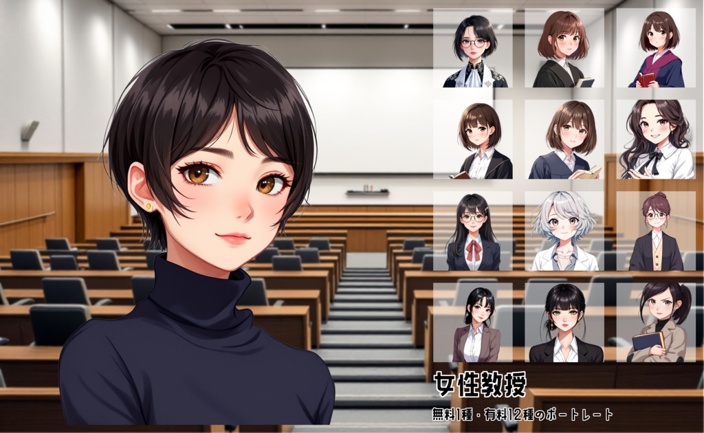 【全12種・無料1種】女性教授素材