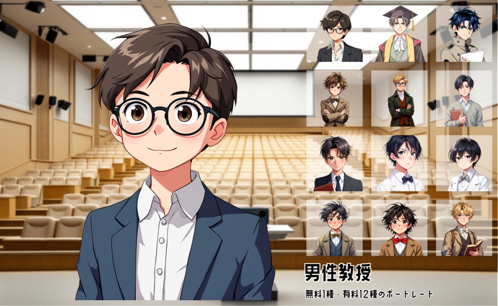 【全12種・無料1種】男性教授素材