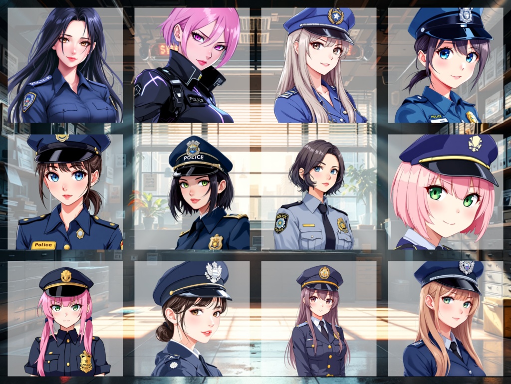 【全12種・無料1種】女性警察官素材