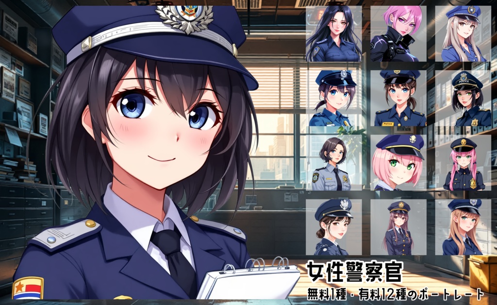 【全12種・無料1種】女性警察官素材